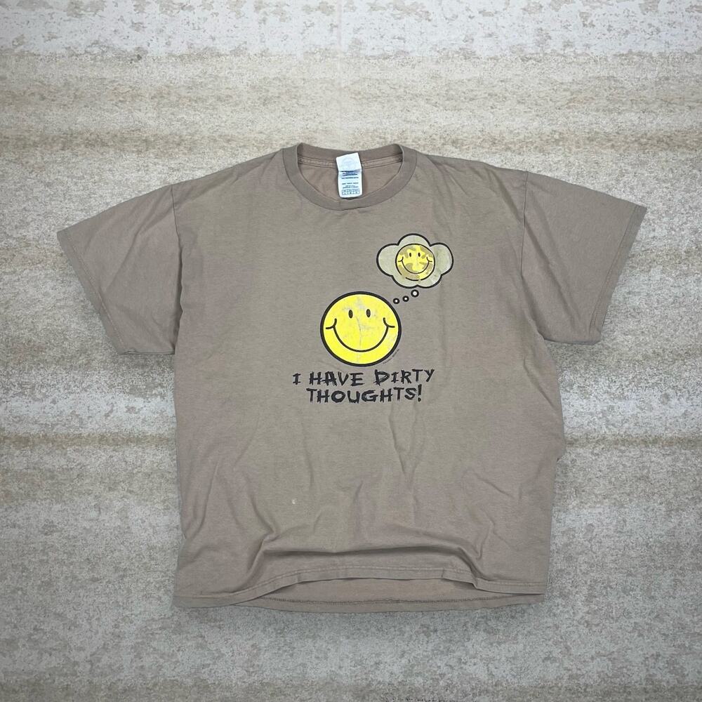 Vintage 90s I Have Dirty Thoughts Shirt Mens L Chocolate Brown Short Sleeve
